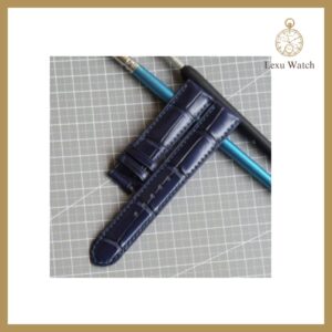 Dây Da Đồng Hồ Handmade Da Cá Sấu Xanh Navy SW144