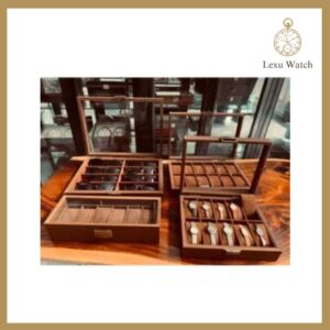 Hộp Đồng Hồ, Hộp Đựng Kính Vỏ Gỗ Lót Nỉ Màu Nâu Sang Trọng