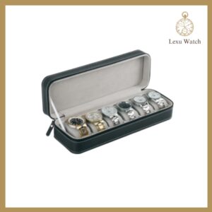 Hộp Đồng Hồ 6 Cái – Nắp Kín Có Khoá Kéo Màu Đen